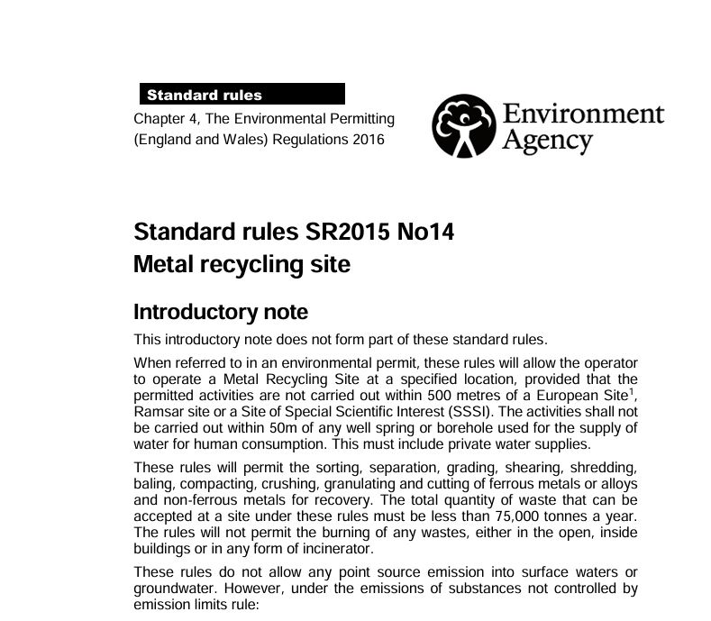 SR2015 no14 Standard Rules Permit and environmental permit Applications, SR2015 no14
