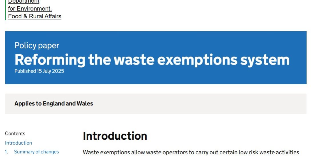 Environment Agency Waste Exemption Reform 2025 Environment Agency announces changes to UK waste exemptions regime in 2025